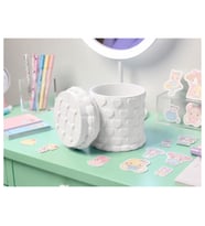 Alvera Kabartma Kalp Desenli Kapaklı Kalemlik – 3D Baskı Masaüstü Organizer - Beyaz