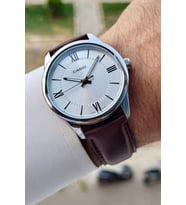 Casio CSISTE88 Kasası Gümüş Kordonu Kahverengi Renk Hediye Paketli Erkek Kol Saati