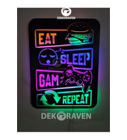 Eat Sleep Game Repeat Gamer Led ışıklı tablo