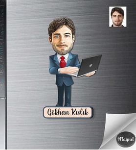 Kişiye Özel İş Adamı Ahşap Magnet -21