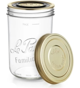 Familia Wiss 1000 ml / 1 L Cam Saklama ve Konserve Kavanozu, Kahve ve Kuru Gıda İçin, Çift Kapaklı Vakumlu Kapatma Sistemi