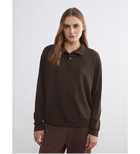 LCW EVERYDAY Kahverengi Dik Yaka Kadın Sweatshirt