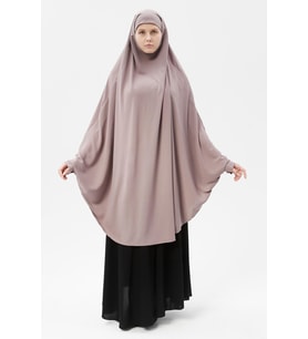 Kadın Tesettür Medine İpeği Çarşaf Üstü Peçeli Sufle Hijab (Koyu Gül Kurusu)