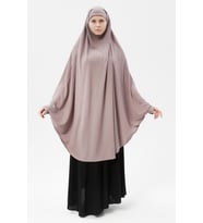 Kadın Tesettür Medine İpeği Çarşaf Üstü Peçeli Sufle Hijab (Koyu Gül Kurusu)