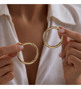 14K Altın Halka Küpe 4 mm 4.5 cm
