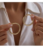 14K Altın Halka Küpe 4 mm 4.5 cm