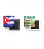 Buzdolap Magnetleri - Küba Bayrağı ve Havana Retro Tema - 2'li Set Magneti