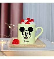 Mickey Mouse Tasarımlı Kişiye Özel Sarı Türk Kahvesi Fincanı