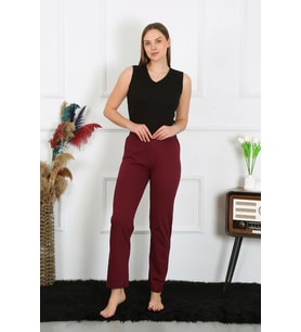 Akbeniz Kadın Pamuk Penye Tek Alt Pijama Bordo 27513