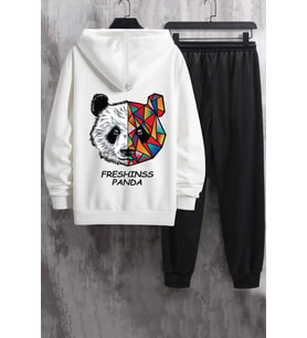 Unisex Panda Eşofman Takımı (A.Beyaz)