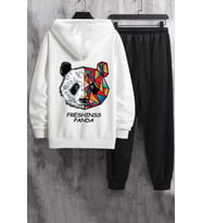 Unisex Panda Eşofman Takımı (A.Beyaz)