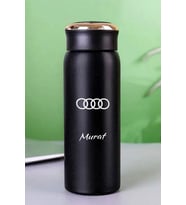 Kişiye Özel Dijital Göstergeli 500 ML Akıllı Araç Baskılı Termos - Sıcak Soğuk İçecek Şişesi (Siyah)