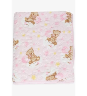 Breeze Golden Yenidoğan Bebek Battaniyesi Emboss Kabartma Ayıcık Desenli Pembe