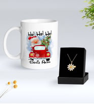 Sevgiliye Yılbaşı Hediyesi BK Gift Kişiye Özel İsimli Yılbaşı Tasarımlı Beyaz Kupa Bardak ve Papatya Kolye Hediye Seti-13, Sevgiliye Hediye, İsimli Kolye