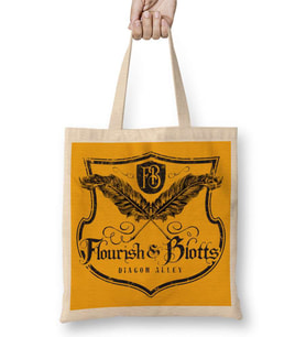 Harry Potter Flourish And Blotts Bez Çanta Uzun Saplı