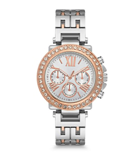 Newera Watch Metal Kordon Roma Rakam Detaylı Taşlı Kadın Kol Saati