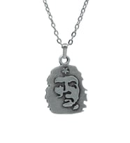 Che Guevara  Erkek Kadın Kolye Antik Gümüş Kaplama - 60 cm Düz Zincir