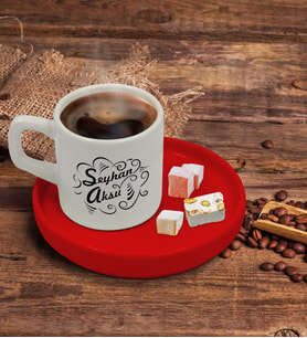BK Gift Kişiye Özel Kırmızı Sunum Tabaklı İsimli Türk Kahvesi Fincanı Model 6