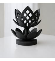 3D Baskı Lotus Çiçeği Mumluk - Dekoratif Tealight Mumluk-Siyah