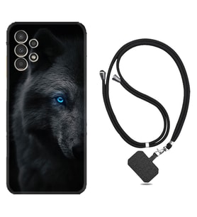 Samsung Galaxy M14 Kılıf Resimli Boyun Askılı İpli Desenli Silikon Series Dark Wolfs 1834