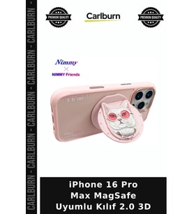 iPhone 16 Pro Max MagSafe Uyumlu Kılıf 2.0 3D Akıllı Kapak Kedi Resimli Telefon Muhafaza