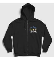 Presmono Unisex Siyah Big Three Novak Rafael Roger Tenis Fermuarlı Kapüşonlu Sweatshirt 452007tt