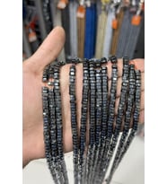 Hematit Taşı Altıgen Kesim Parlak Füme 6x3mm Doğal Taş Dizi