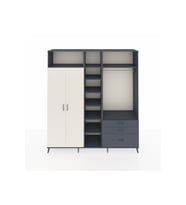 Hyperion Dolap 9 Raflı 3 Çekmeceli 2 Askılı 220x44x243 Antrasit-Aytaşı/Antrasit