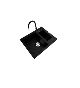 POLEX Cristalüx Granit Eviye P-04+Swan-3 Siyah