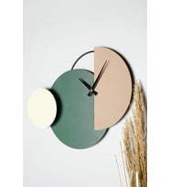 Muyika Mateen Metal 47-31Cm Dekoratif Duvar Saati (Kahve-Yeşil-Krem) Mds-50 Myk2097-4