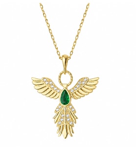 Gümüş Anka Kuşu Figürlü Gold Kadın Kolye