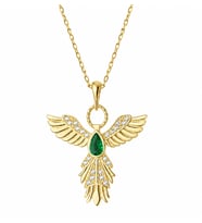 Gümüş Anka Kuşu Figürlü Gold Kadın Kolye