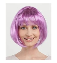 Düz Kesim Küt Parti Peruğu Rose Pembe