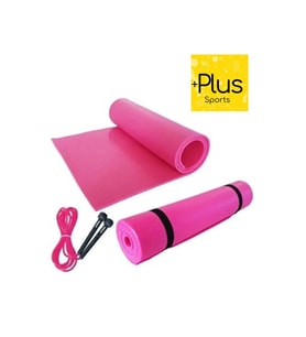 PLUS SPORT PEMBE PİLATES MİNDERİ YOGA EGZERSİZ MATI 7 MM VE ATLAMA İPİ