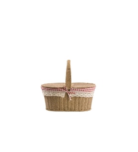Şık Oval Hasır Piknik Sepeti, 39cm, Pratik ve Şık Tasarım