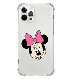 Apple iPhone 12 Pro Uyumlu Köşe Korumalı Antişok  Kapak Minnie Mouse Tasarımlı Şeffaf  Kılıf