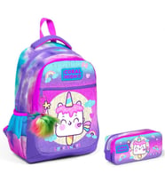 Coral High Mor Pembe Dondurma İlkokul Okul Sırt Çantası ve Kalemlik Seti