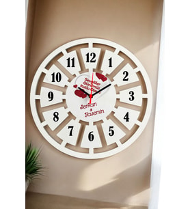 Sevgiliye Hediye Duvar Saati 40cm 040 (Beyaz)