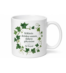 Sarmaşık Temalı Baskılı Kupa Bardak Hediye Özel Tasarım Porselen Mug