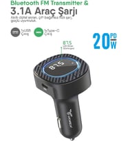 Bluetooth FM Transmitter USB Destekli Araç Şarjı