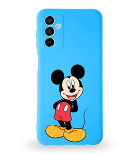 Samsung Galaxy M23 Uyumlu Lansman Kılıf Altı Kapalı İçi Kadife  Mickey Mouse-B Tasarımlı  Kapak (Şeffaf)