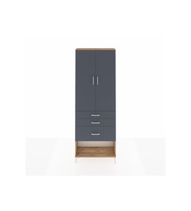 Arges Dolap 3 Raflı 3 Çekmeceli 2 Kapaklı 88x30x243 Çam-Antrasit