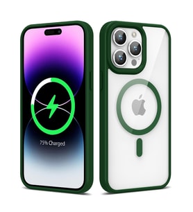 Lexroo iPhone 14 Pro Max Kılıf M-safe Wireless Şarj Özellikli Silikon Ege Kılıf - Koyu Yeşil