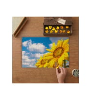 Ayçiçekleri Yakın Çekim ve Gökyüzü Tasarımı 240 parça Ahşap Puzzle Ahşap Kutuda MP05173