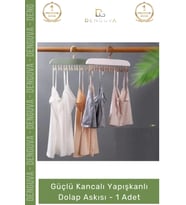 #Askı Mutfak Banyo Düzenleyici Organizer Delme Gerektirmeyen Kancalı Yapışkanlı Dolap Askısı - 1 Ade
