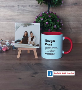 Arkadaşa Hediye Fotoğraflı Dekoratif Taş, Kupa Bardak Beyaz Hediye (Model 2)