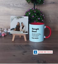 Arkadaşa Hediye Fotoğraflı Dekoratif Taş, Kupa Bardak Beyaz Hediye (Model 2)