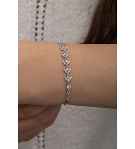 BAŞAK MODEL YANLARI ZİNCİRLİ ZİRKON TAŞLI 925 AYAR GÜMÜŞ BİLEKLİK (Gümüş)
