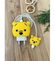 Sevimli Silikon Şarj Başlığı Ve Kablo Koruyucu 2Li Set Winnie Pooh