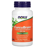 NOW Foods CurcuBrain Longvida Cognitive Support 400mg, 50 Veg Capsul.